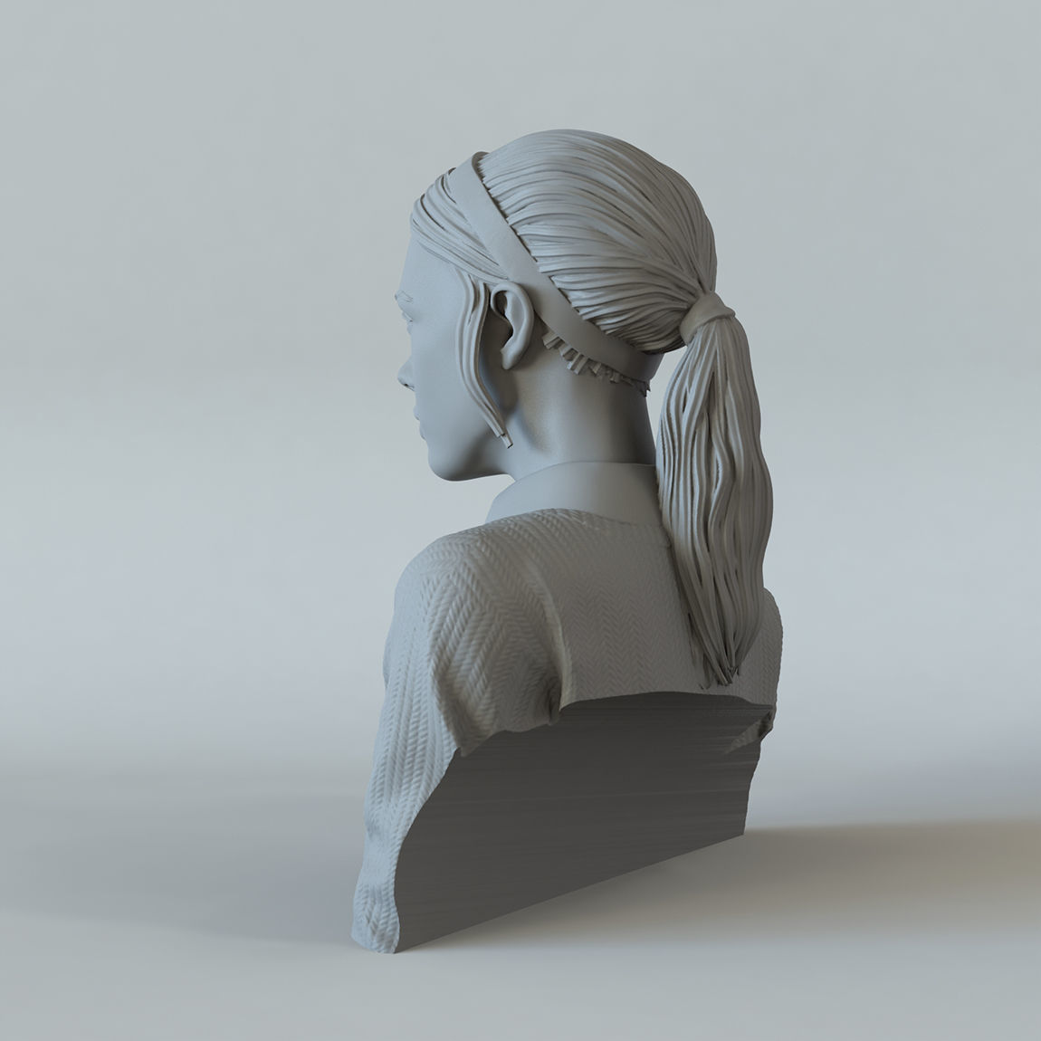 Portrait of a girl with a ponytail 1 3D print model_8