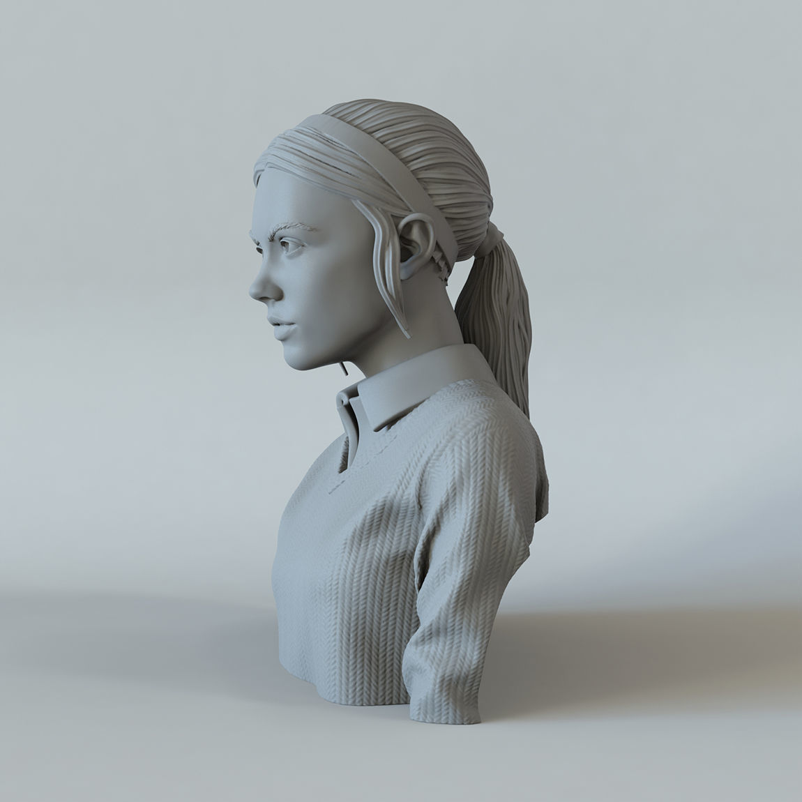 Portrait of a girl with a ponytail 1 3D print model_9