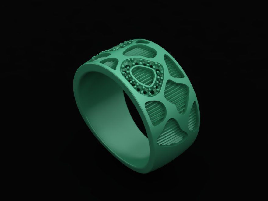 Leopard ring and earrings set 3D print model_6