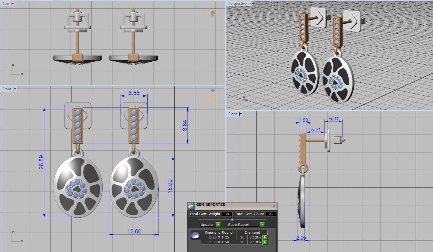 Leopard ring and earrings set 3D print model_4