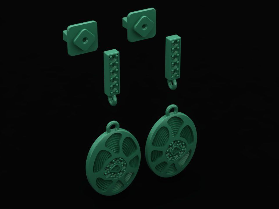 Leopard ring and earrings set 3D print model_8