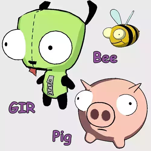 Invader Zim - Gir Pig Bee Low-poly 3D model