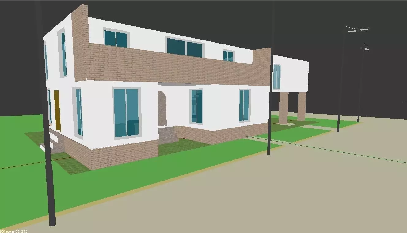 Penthouse house on street Low-poly 3D model
