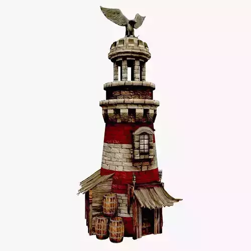 Medieval Lighthouse Low-poly 3D model