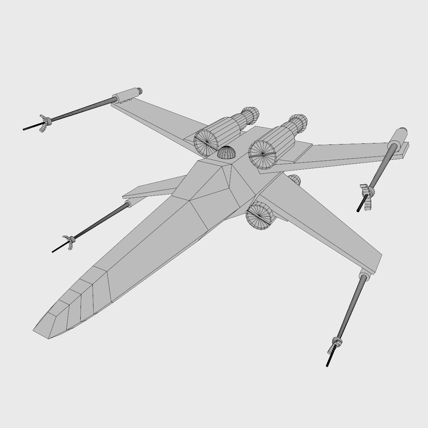 Xwing Starfighter Low-poly 3D model_1
