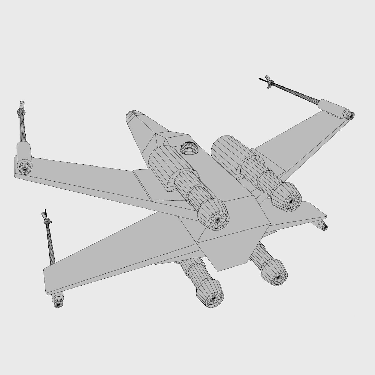 Xwing Starfighter Low-poly 3D model_5