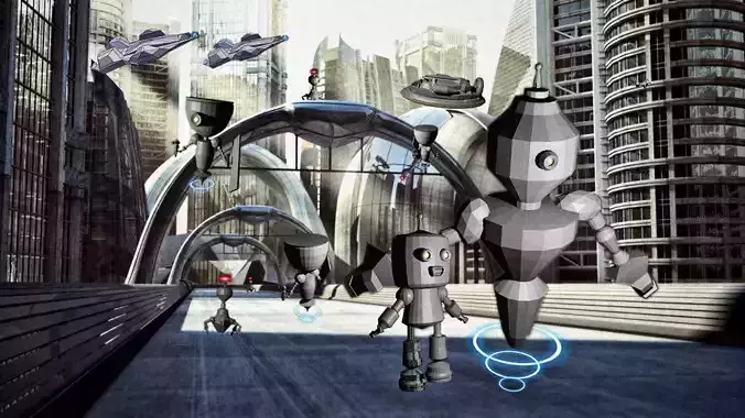 Robot world collection Low-poly 3D model