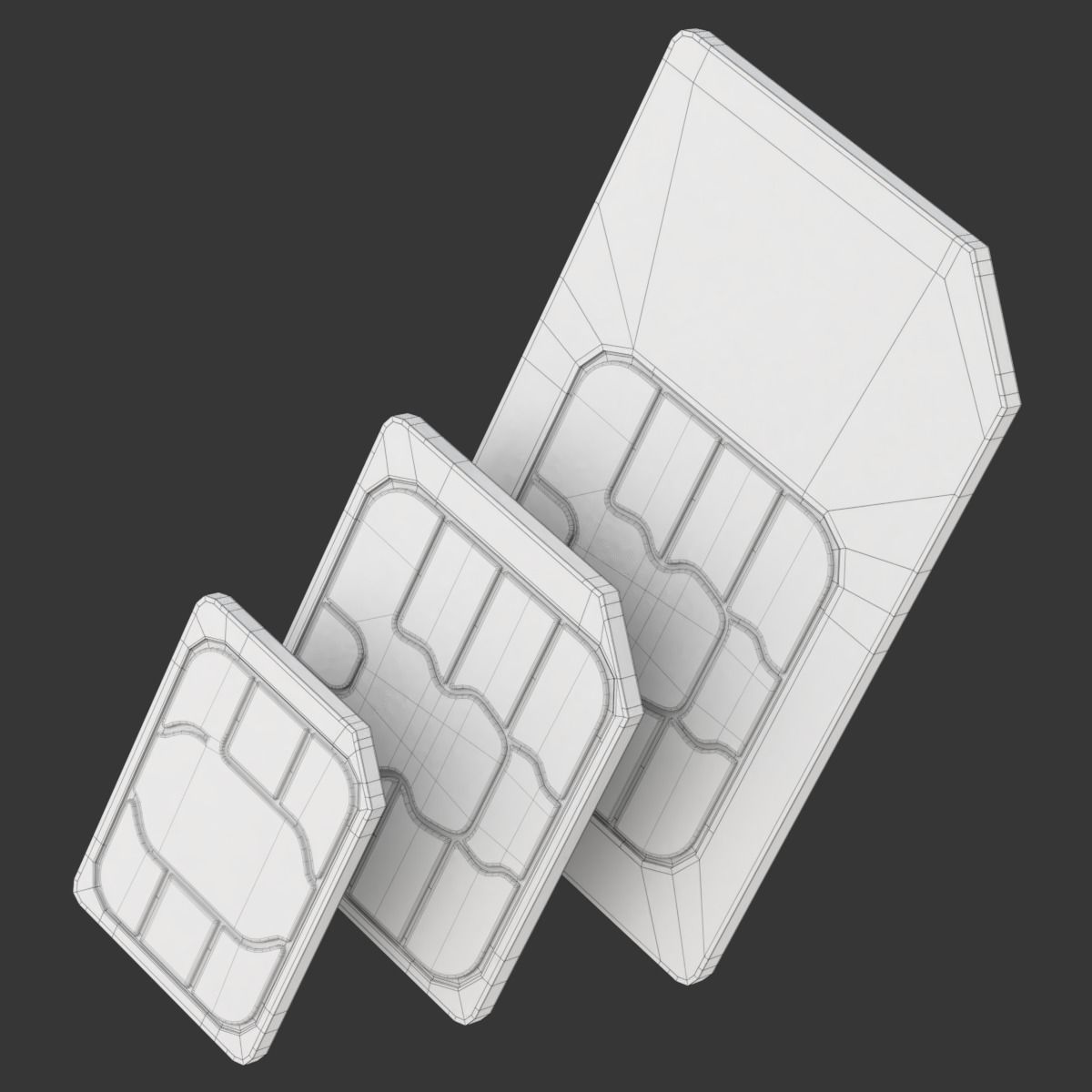 Standard Micro and Nano SIM Cards 3D model_12