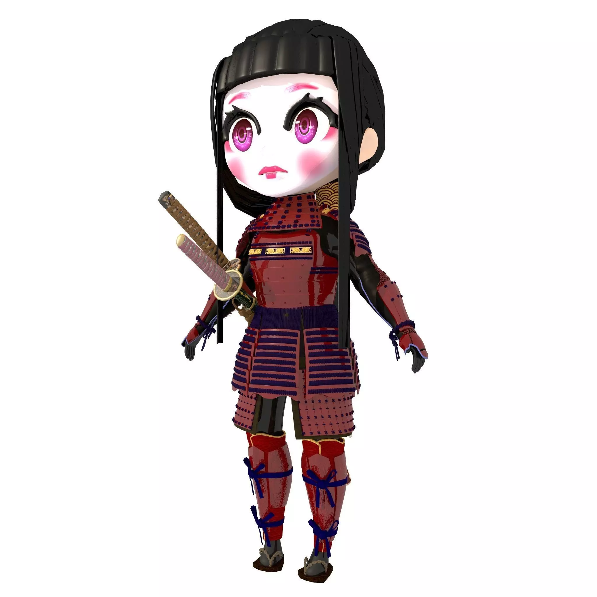 Geisha Samurai 3D model_0