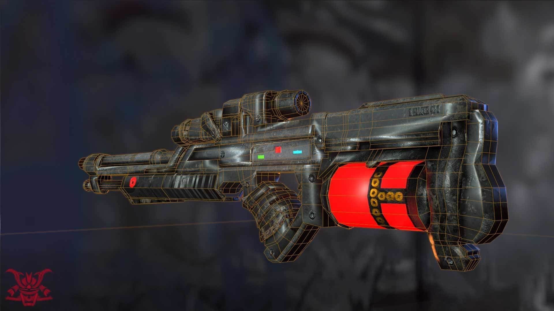 Futuristic Rifle Low-poly 3D model_5