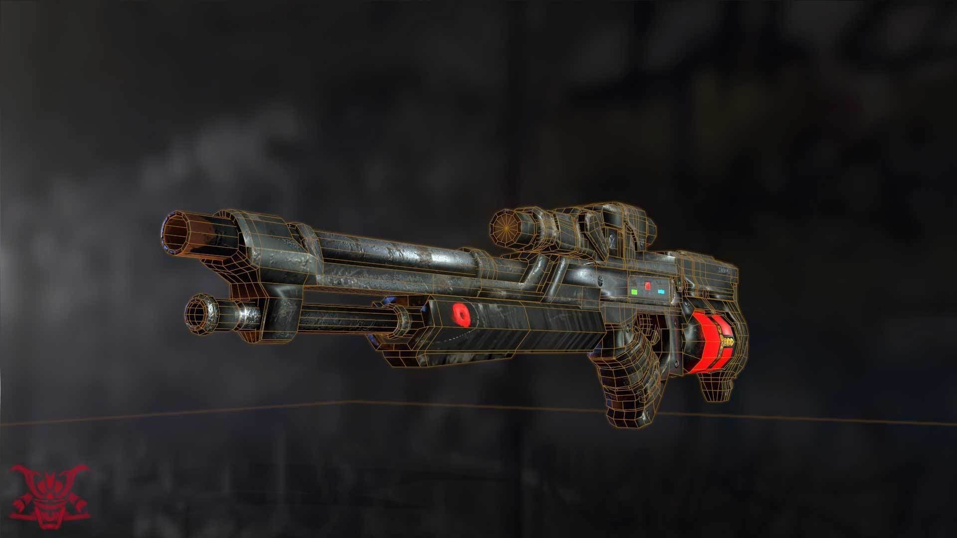 Futuristic Rifle Low-poly 3D model_2