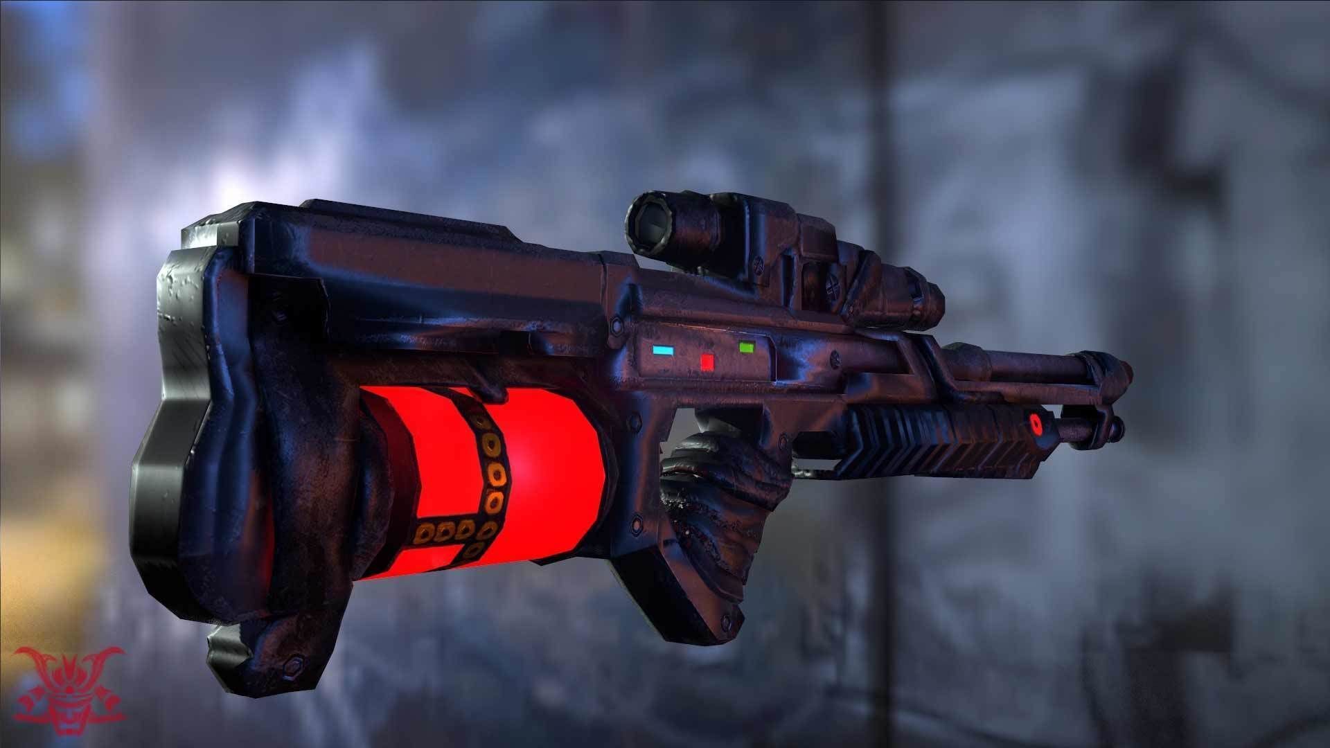 Futuristic Rifle Low-poly 3D model_4