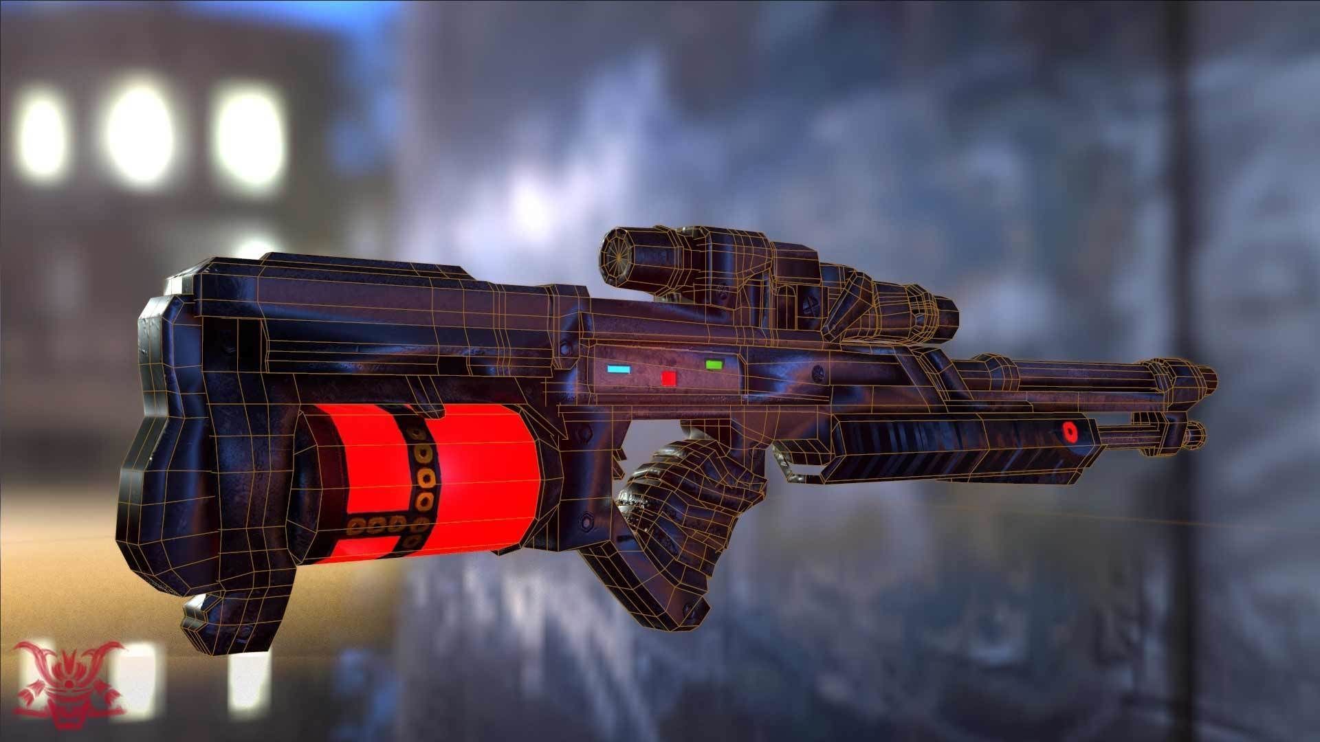 Futuristic Rifle Low-poly 3D model_6