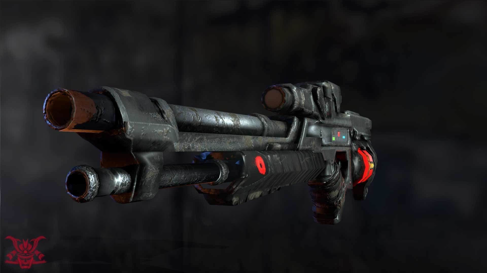 Futuristic Rifle Low-poly 3D model_1