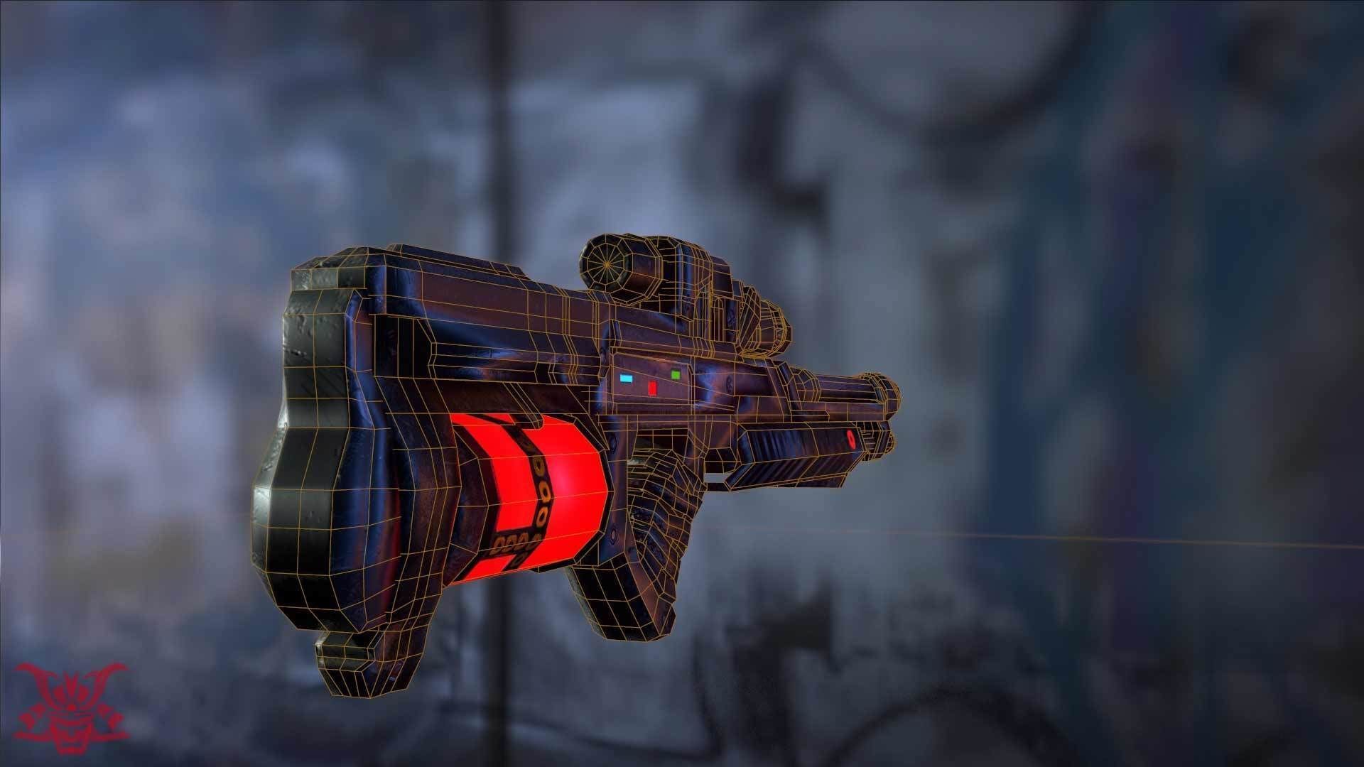 Futuristic Rifle Low-poly 3D model_8