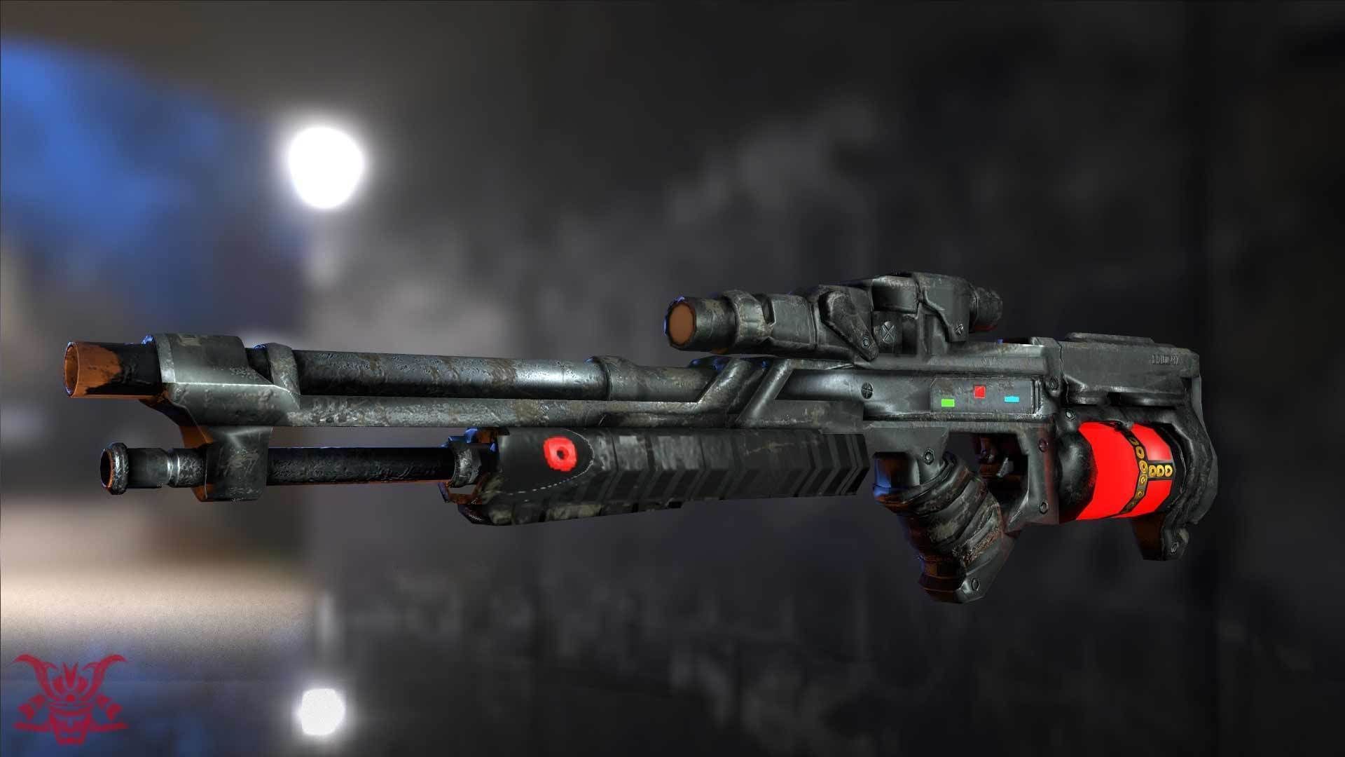 Futuristic Rifle Low-poly 3D model_3