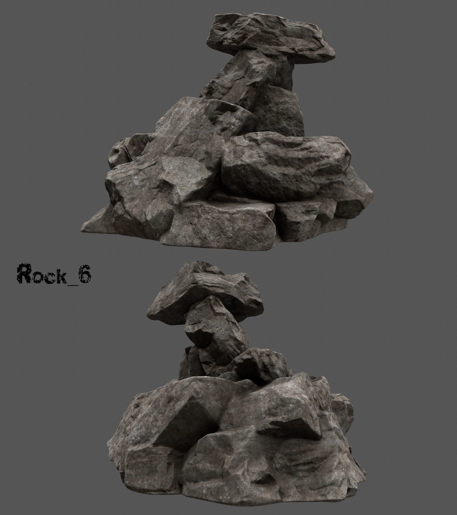 desert rocks Low-poly 3D model_3
