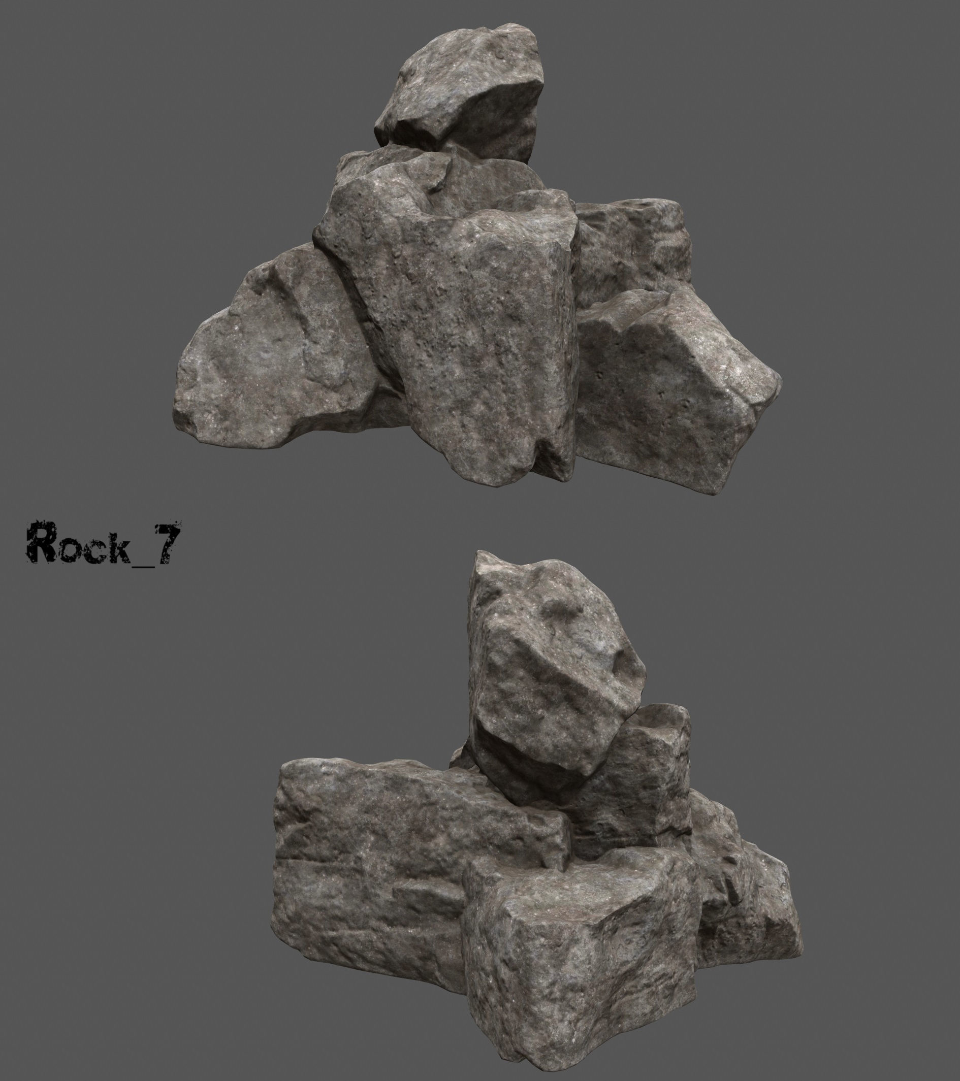 desert rocks Low-poly 3D model_4