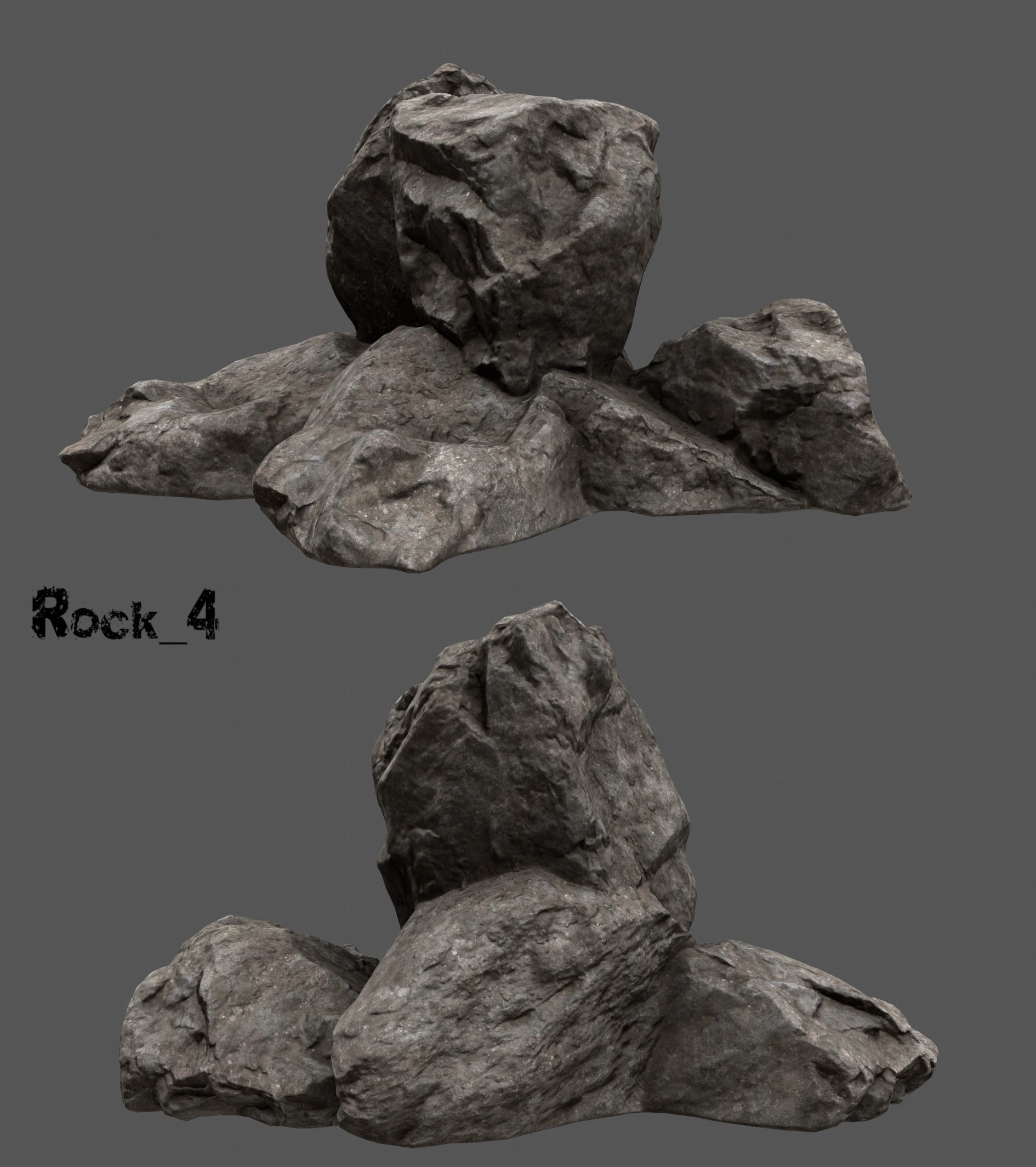 desert rocks Low-poly 3D model_2