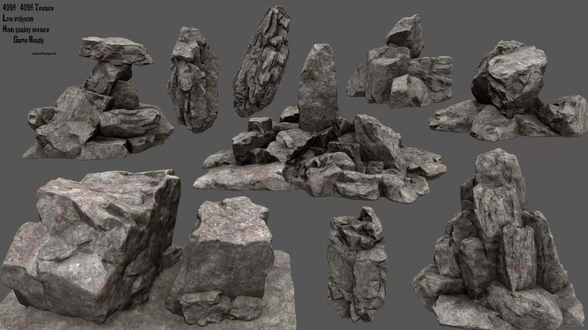 desert rocks Low-poly 3D model_0