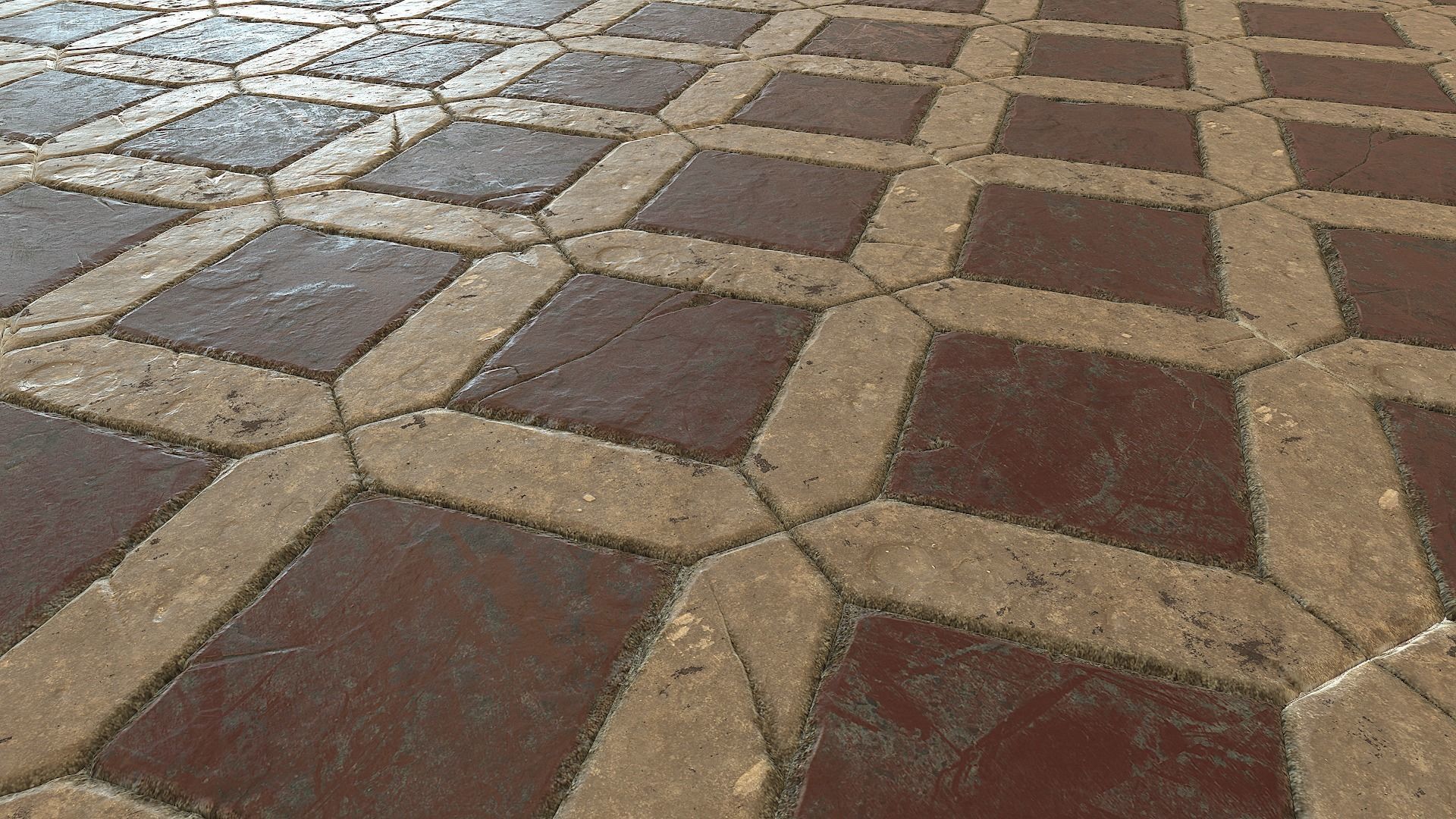 Stone Checker Floor PBR Texture_1