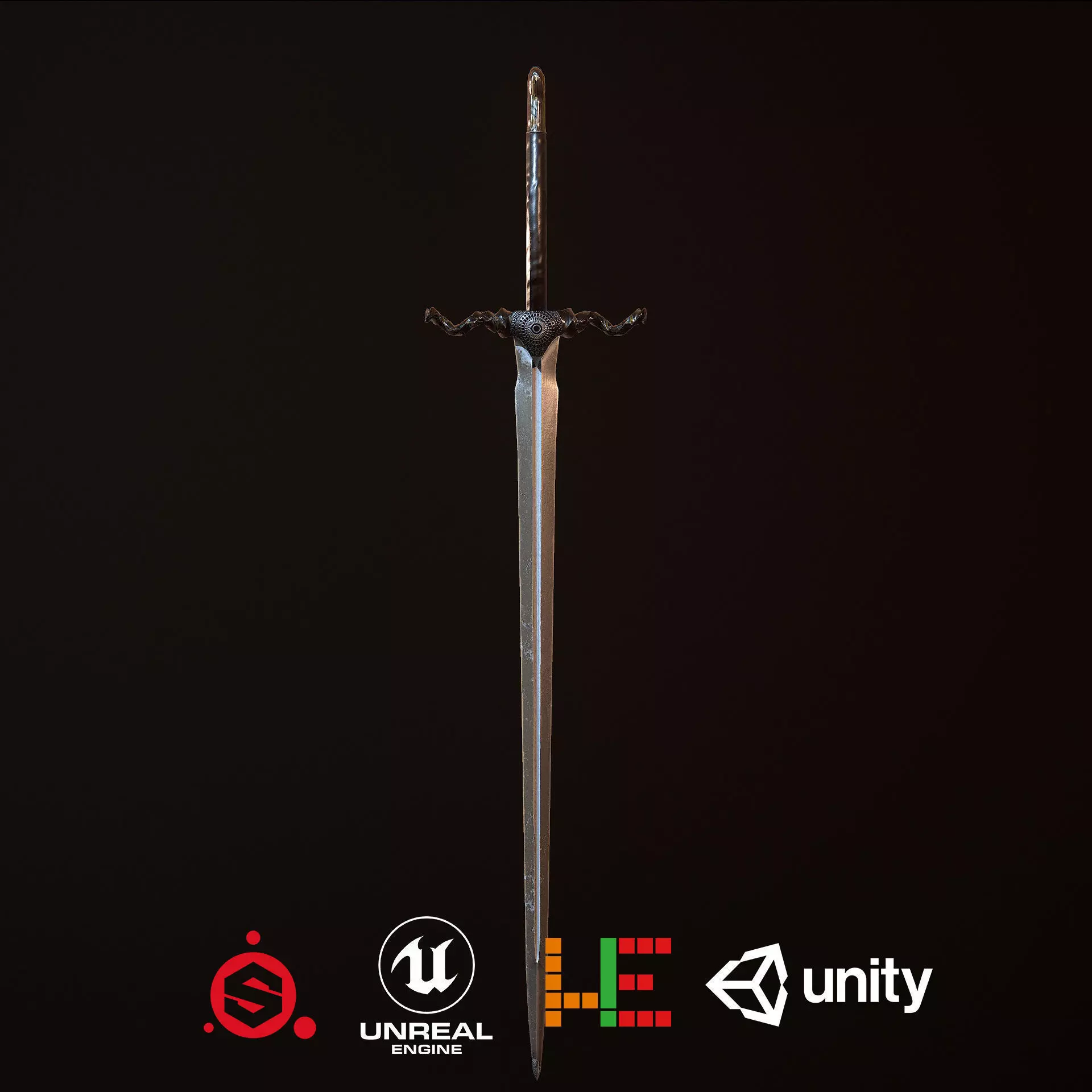 HIE Game Ready Sword D180227 Low-poly 3D model_0