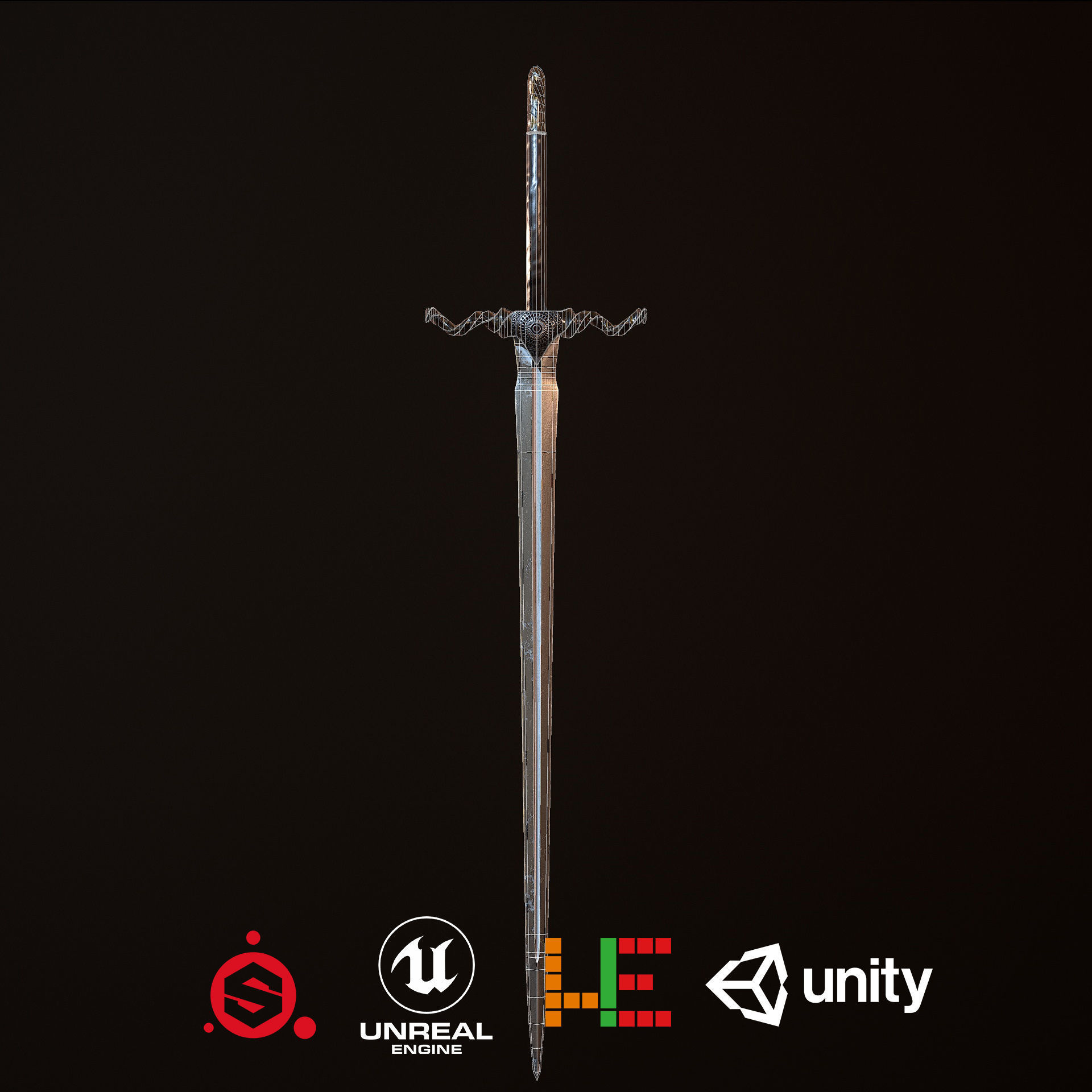 HIE Game Ready Sword D180227 Low-poly 3D model_2