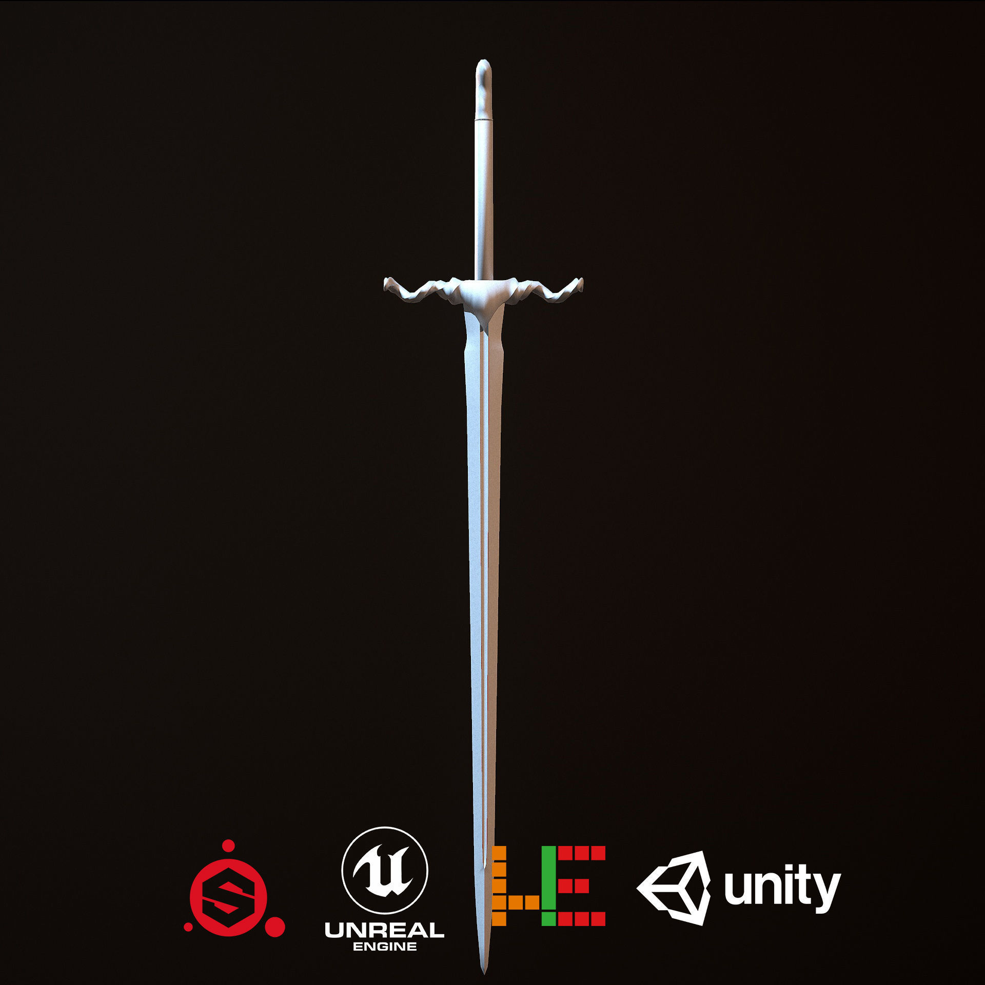 HIE Game Ready Sword D180227 Low-poly 3D model_1