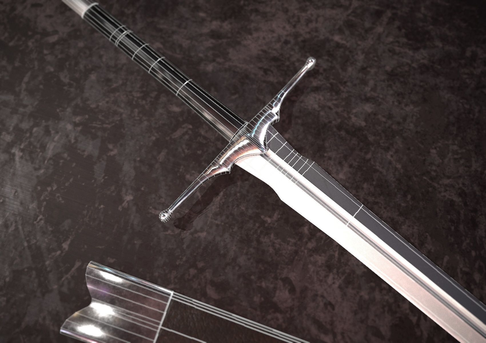 HIE Game Ready Sword D180226 Low-poly 3D model_8