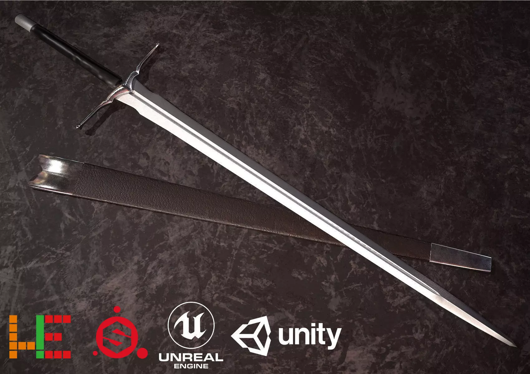 HIE Game Ready Sword D180226 Low-poly 3D model_0