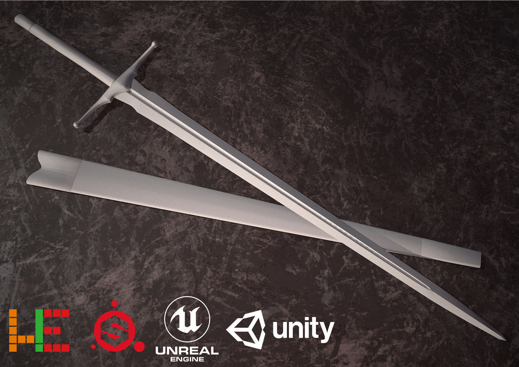 HIE Game Ready Sword D180226 Low-poly 3D model_1