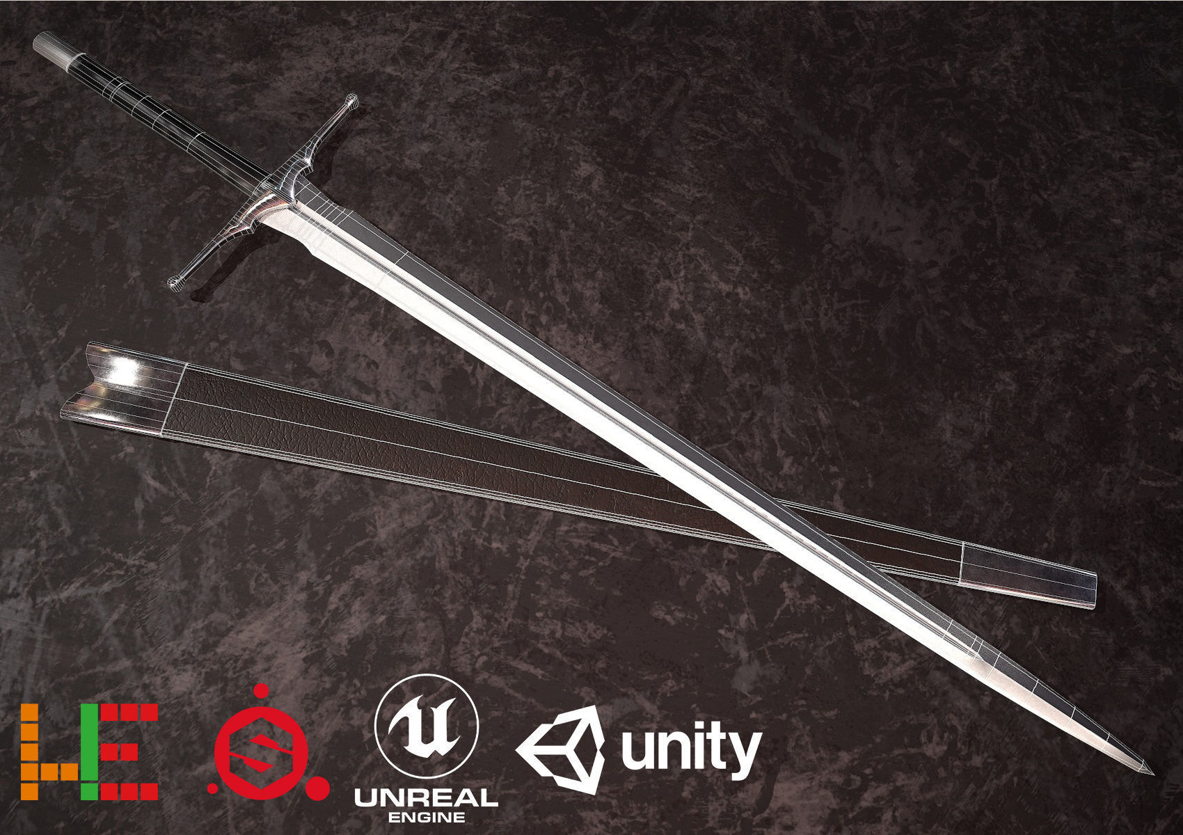 HIE Game Ready Sword D180226 Low-poly 3D model_2