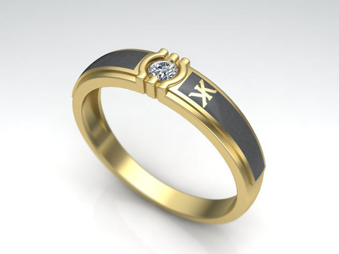 Man fashion signet ring 3mm gem 3D print model