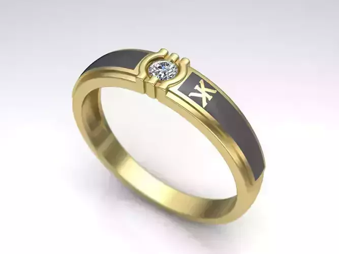 Man fashion signet ring 3mm gem