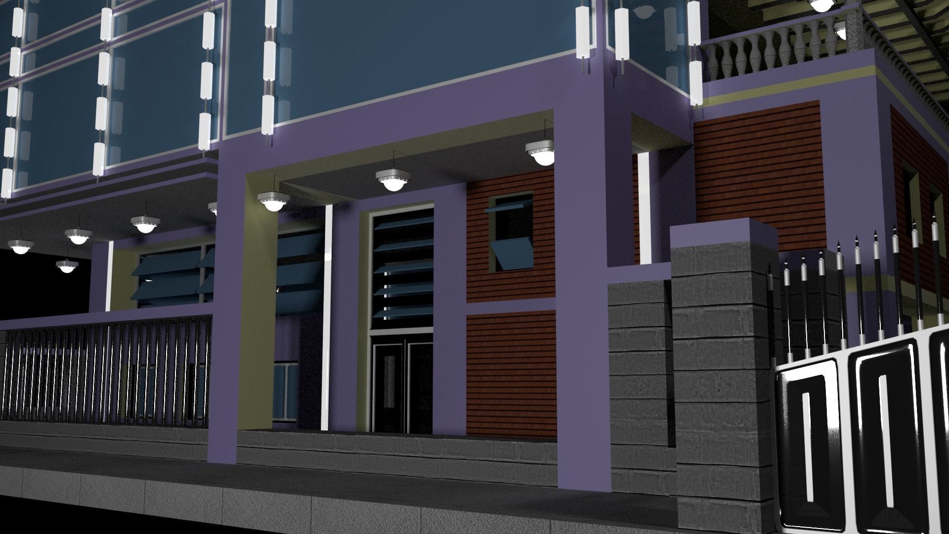 Modern Villa  Low-poly 3D model_11
