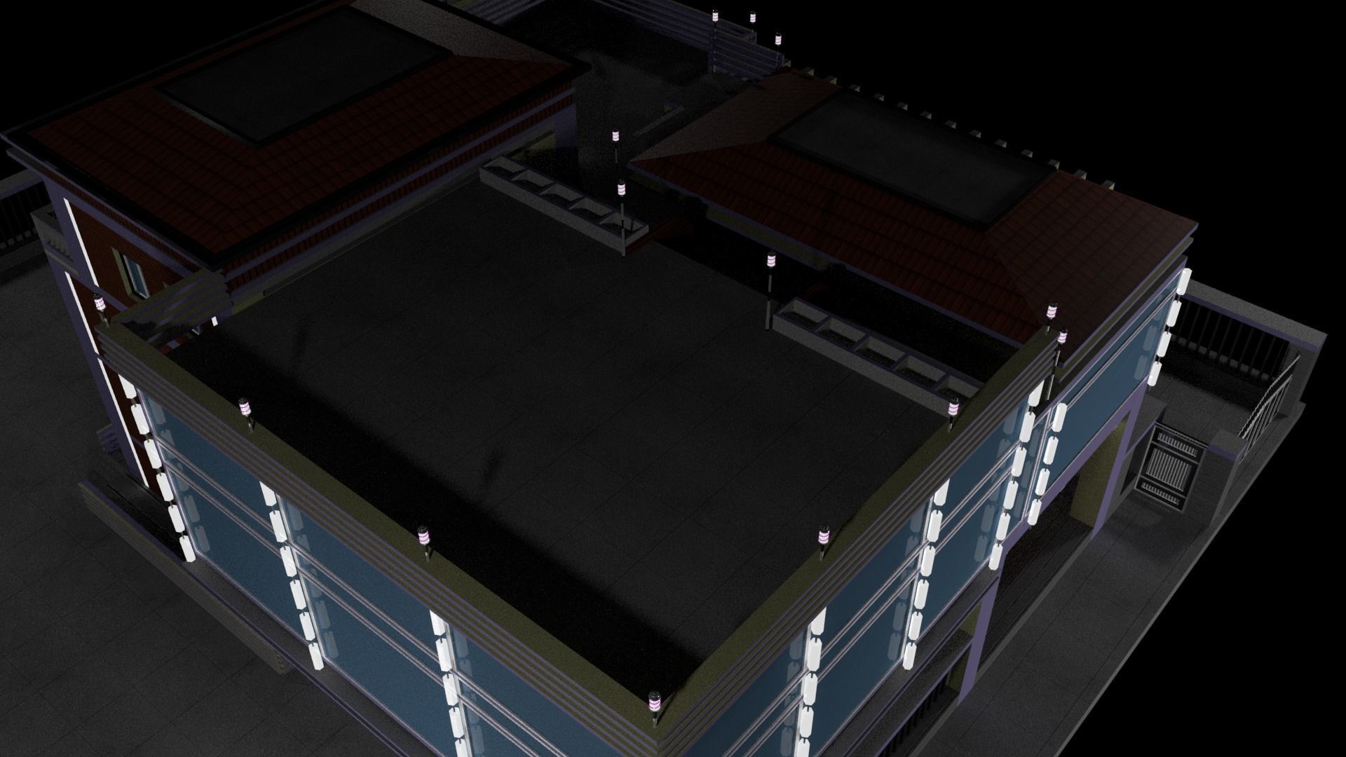 Modern Villa  Low-poly 3D model_10