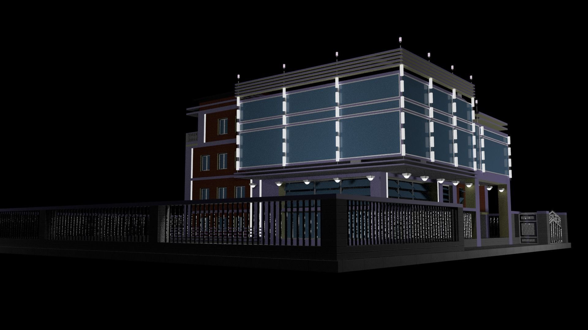 Modern Villa  Low-poly 3D model_2