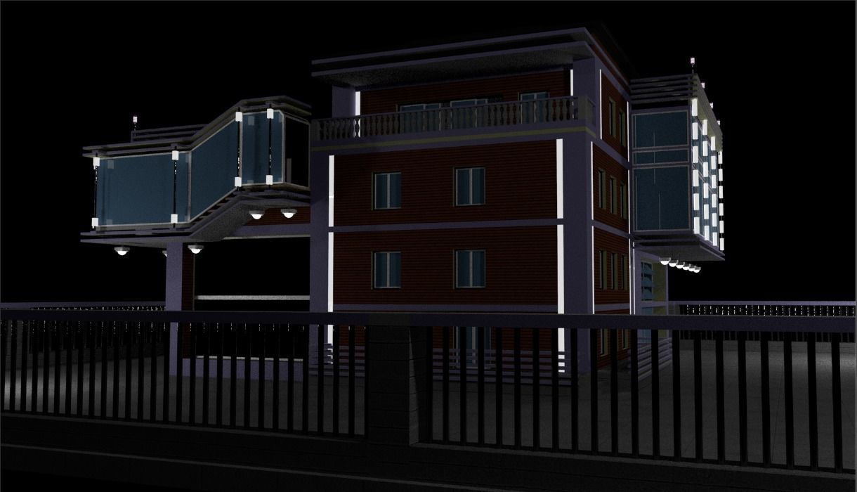 Modern Villa  Low-poly 3D model_4