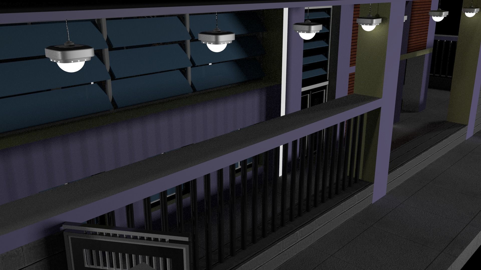 Modern Villa  Low-poly 3D model_9