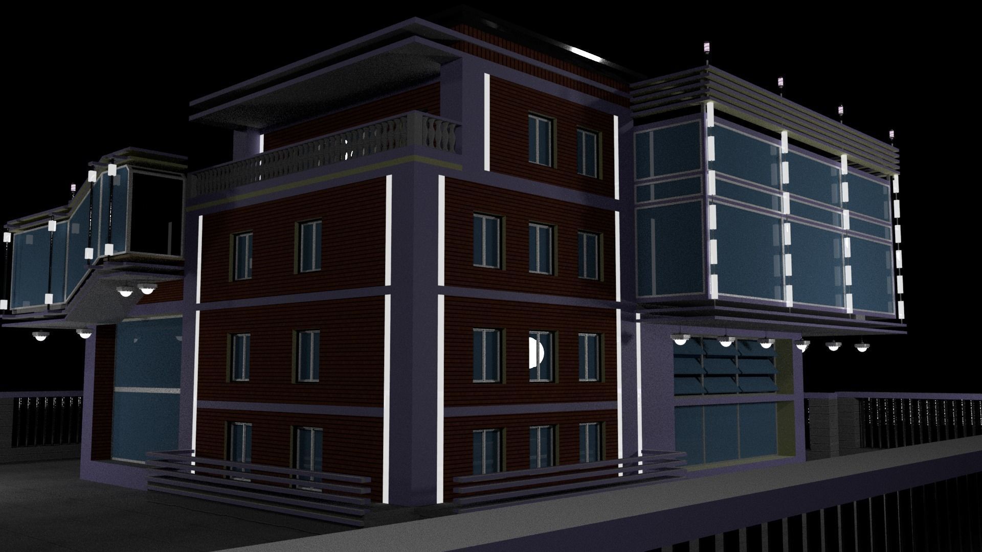 Modern Villa  Low-poly 3D model_5