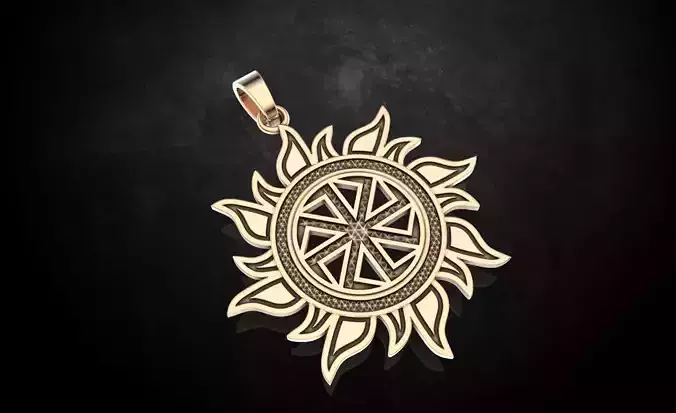 Pendant Kolovrat symbol of the Sun 323 3D print model