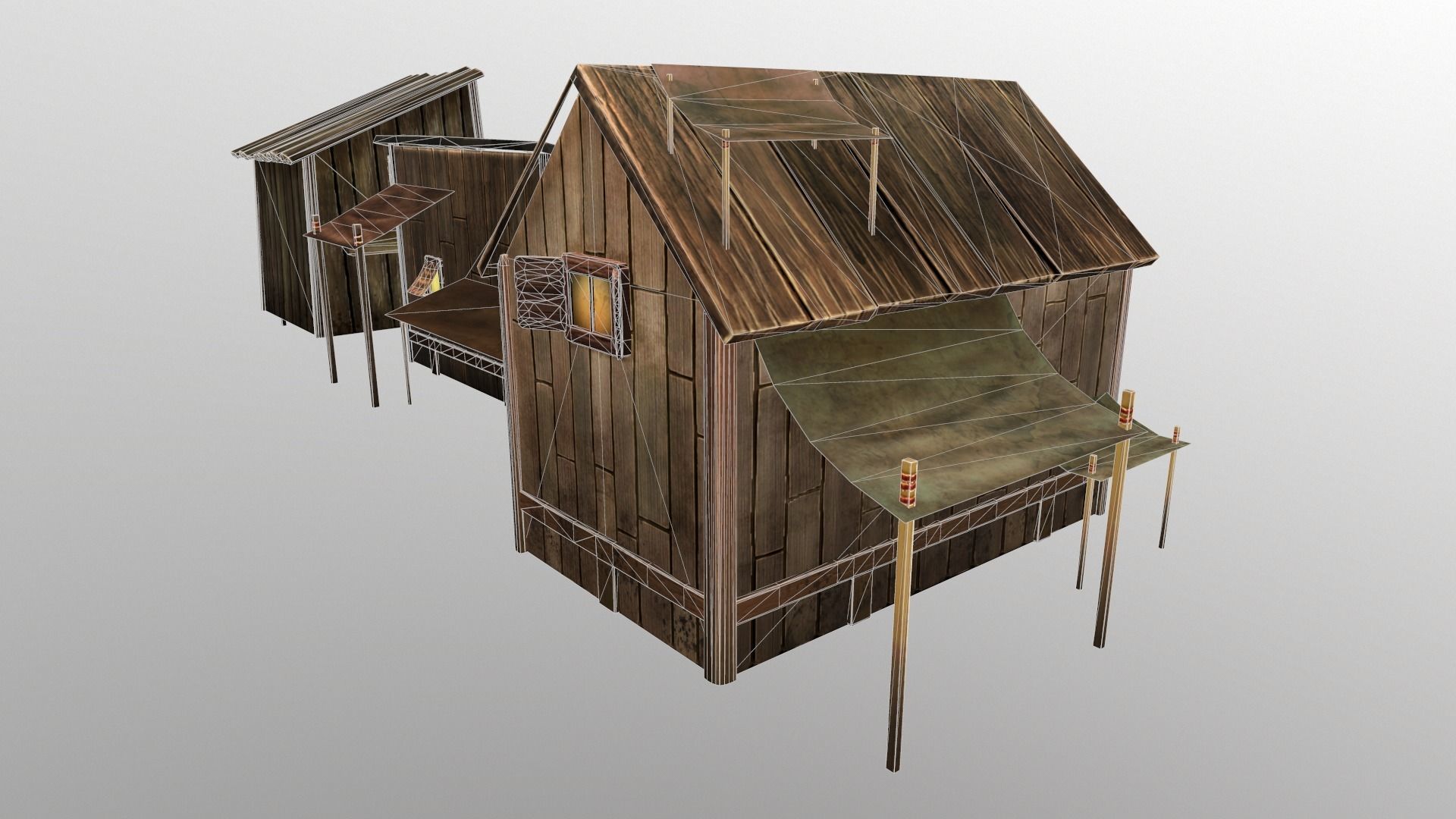 wood house Low-poly 3D model_16