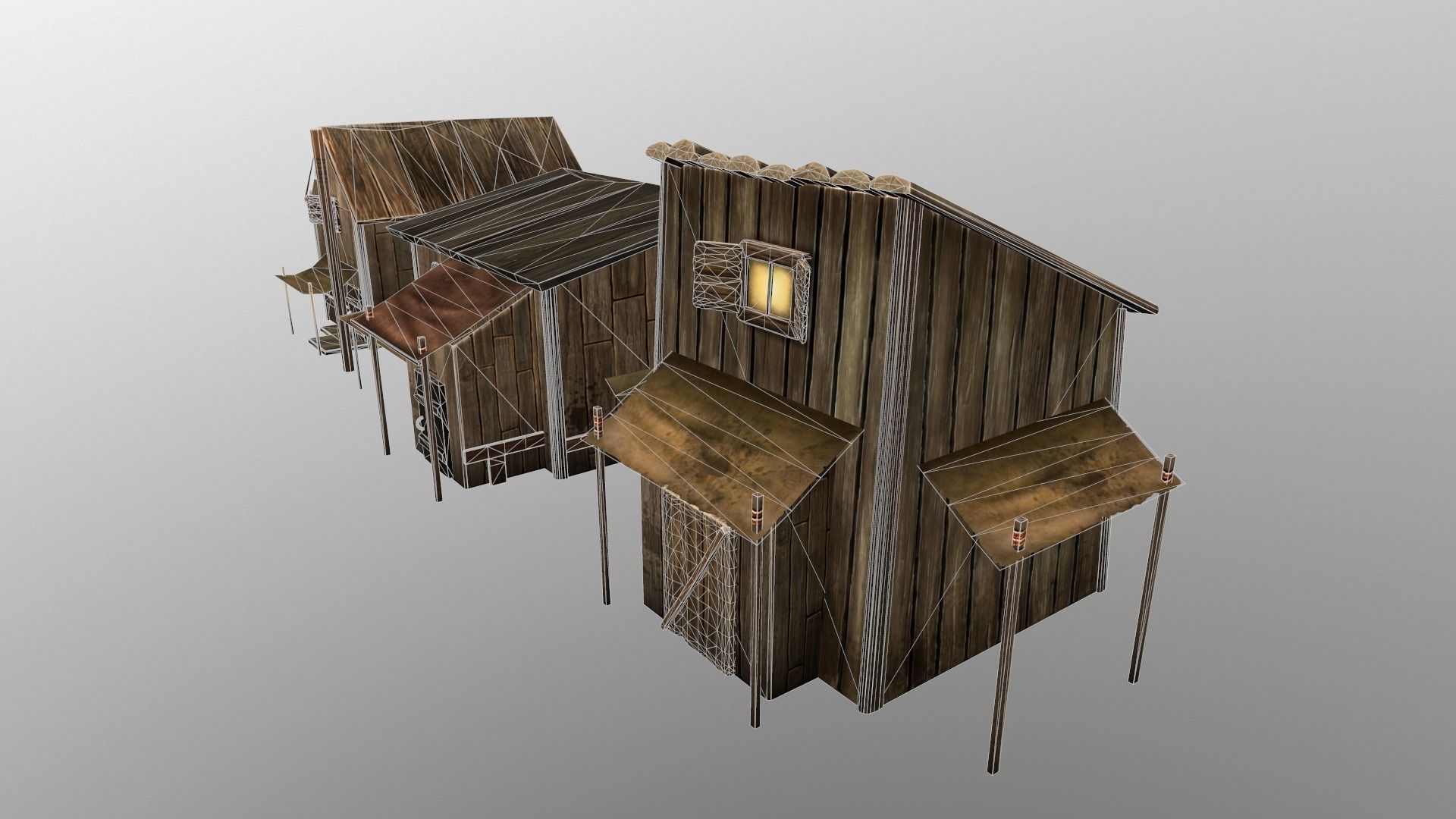 wood house Low-poly 3D model_13