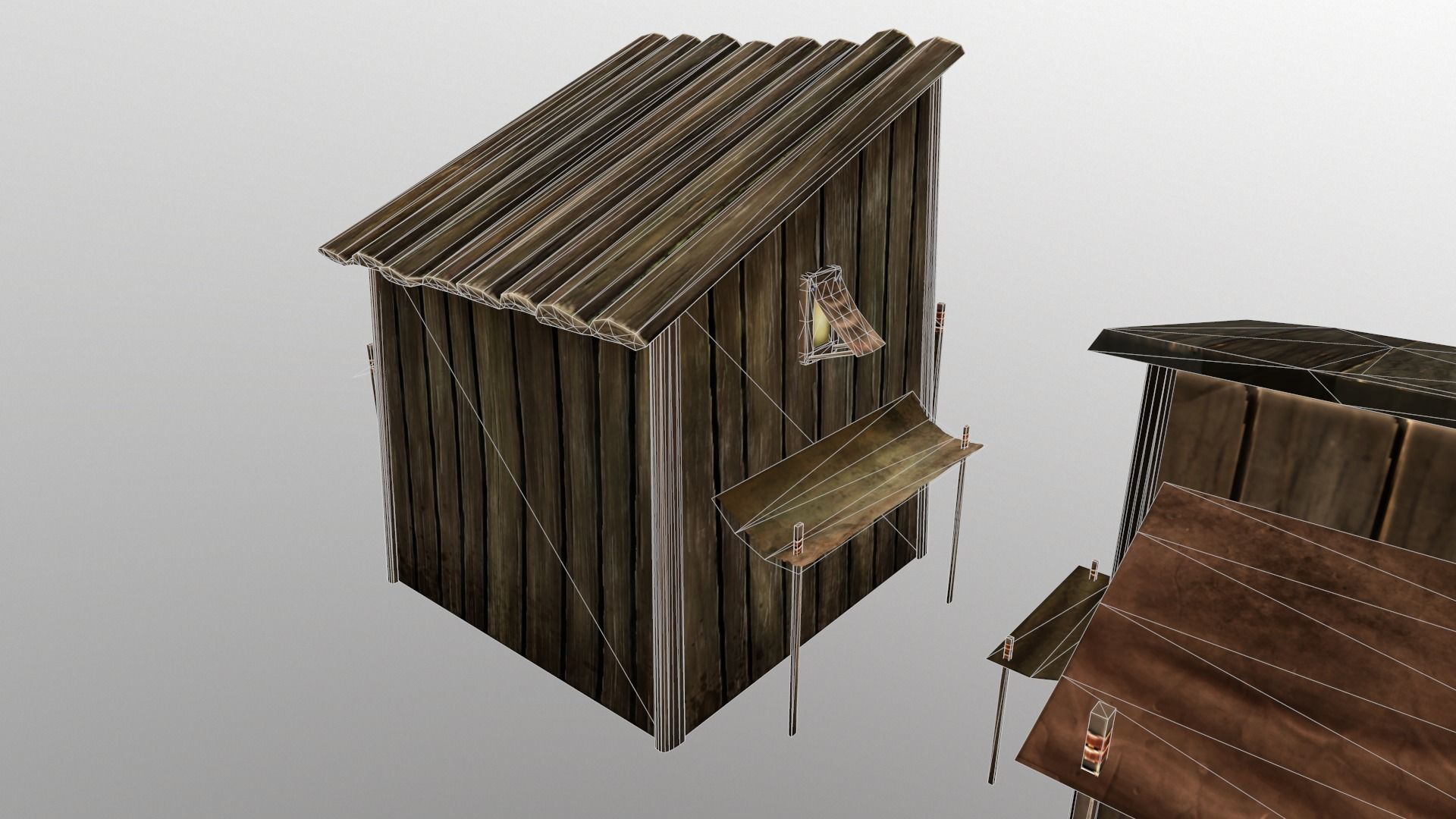 wood house Low-poly 3D model_1