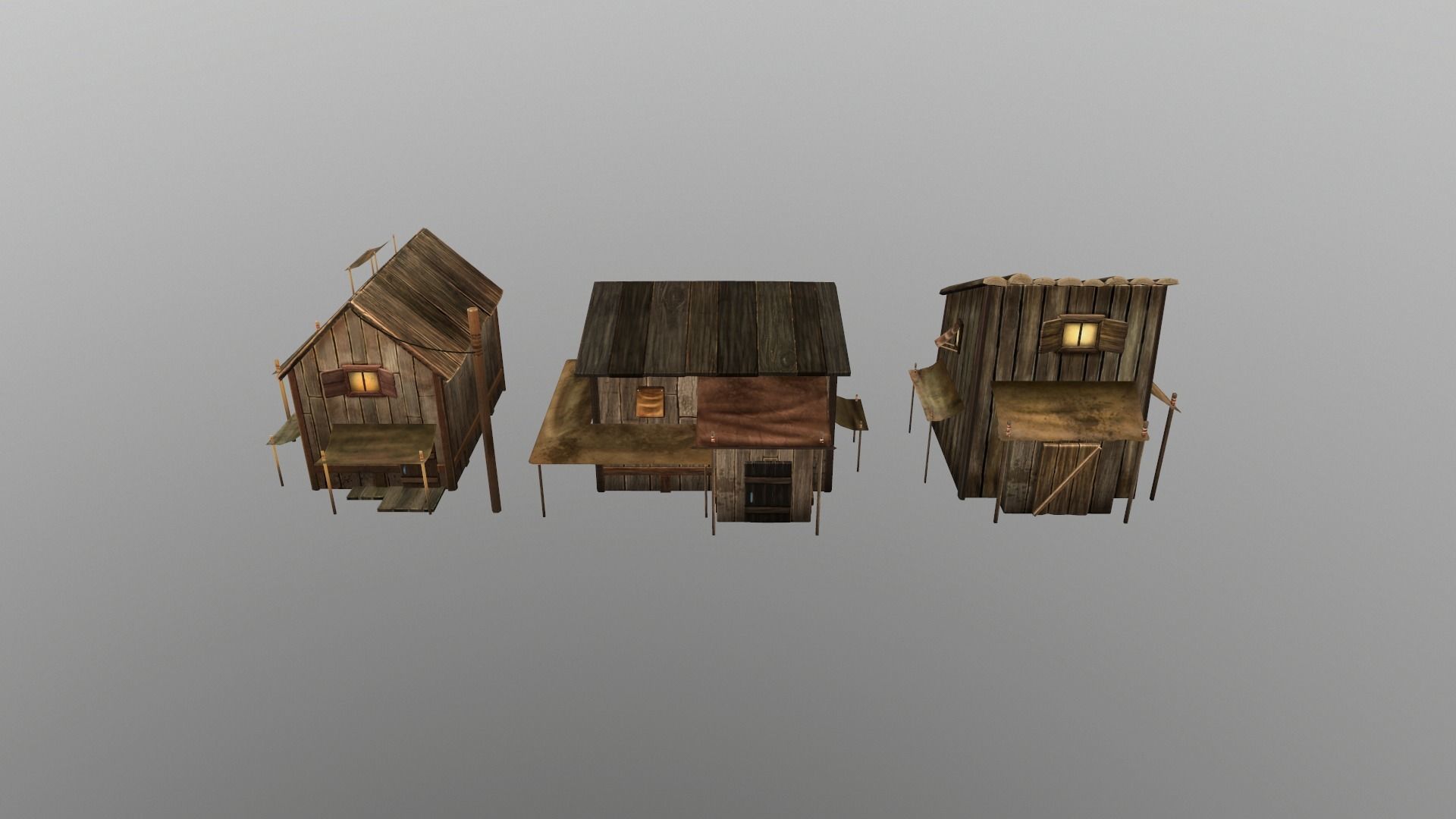 wood house Low-poly 3D model_2
