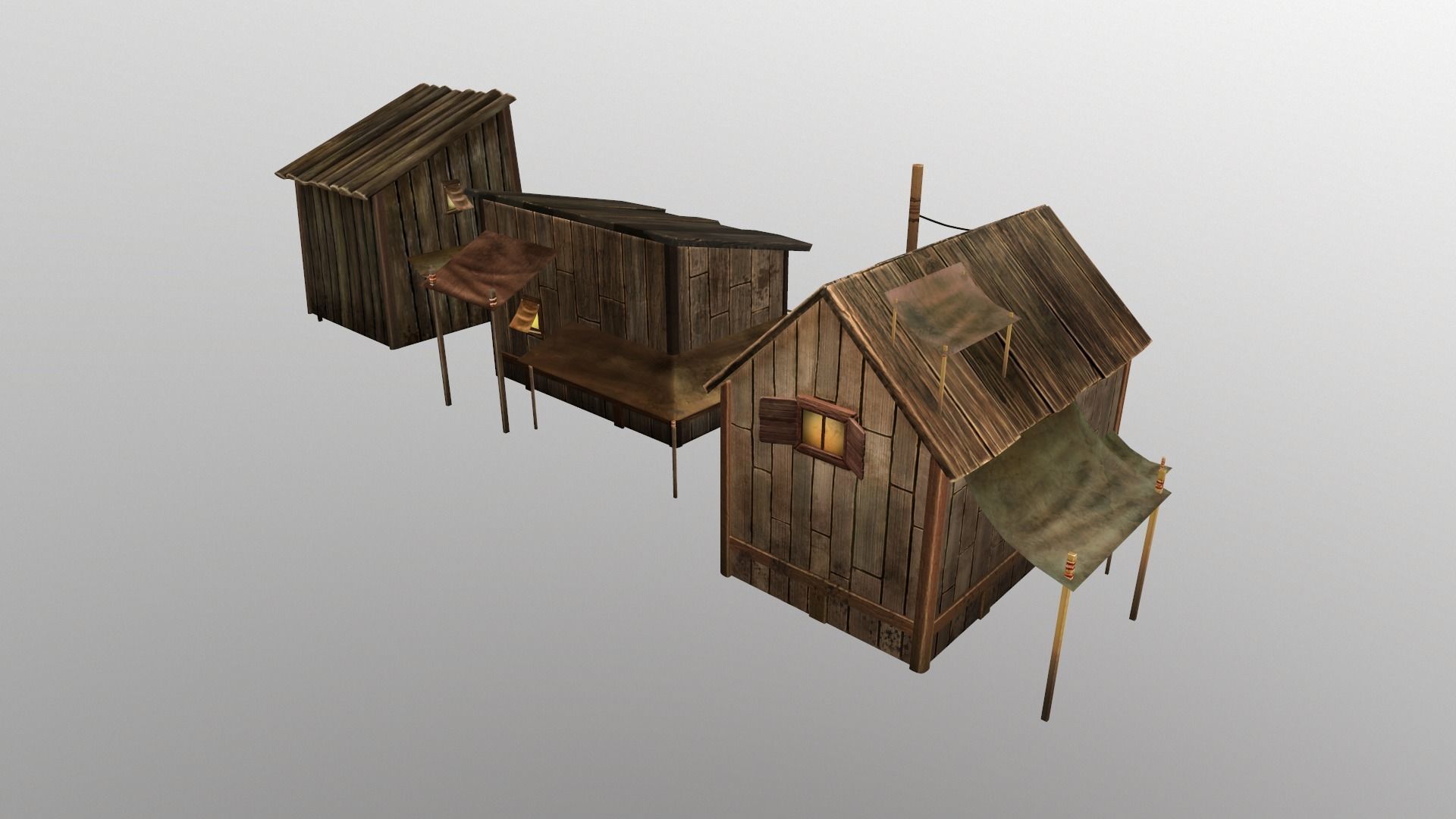 wood house Low-poly 3D model_4