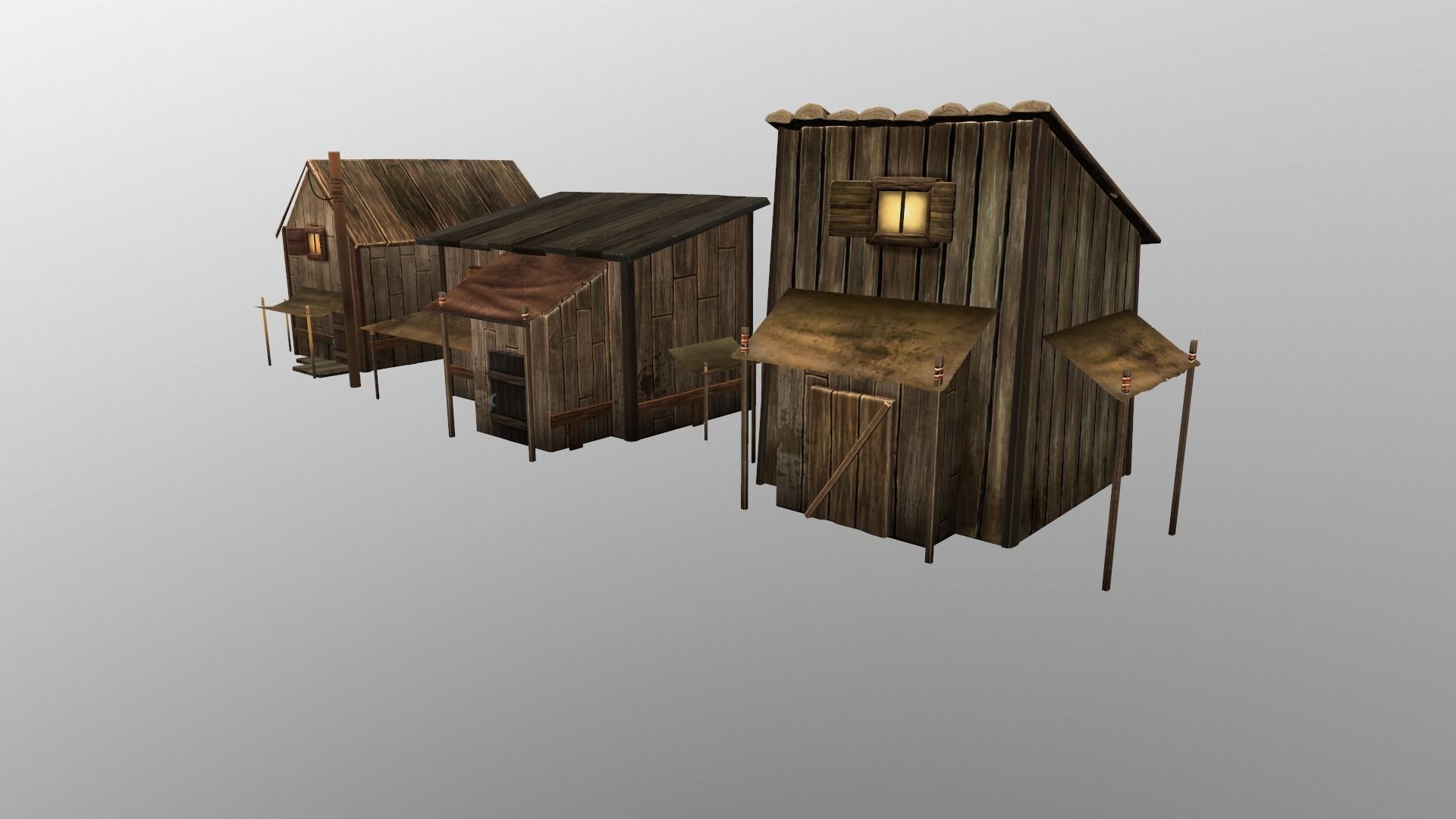 wood house Low-poly 3D model_11