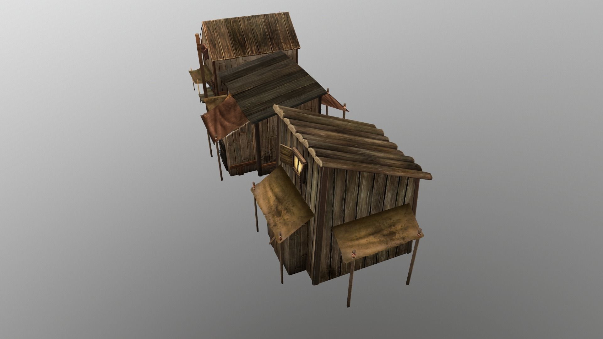 wood house Low-poly 3D model_8