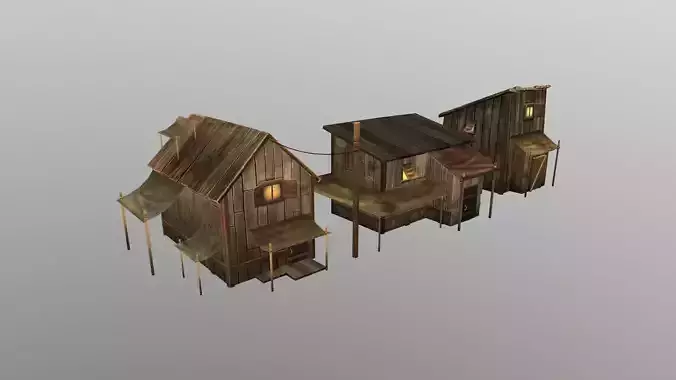 wood house Low-poly 3D model