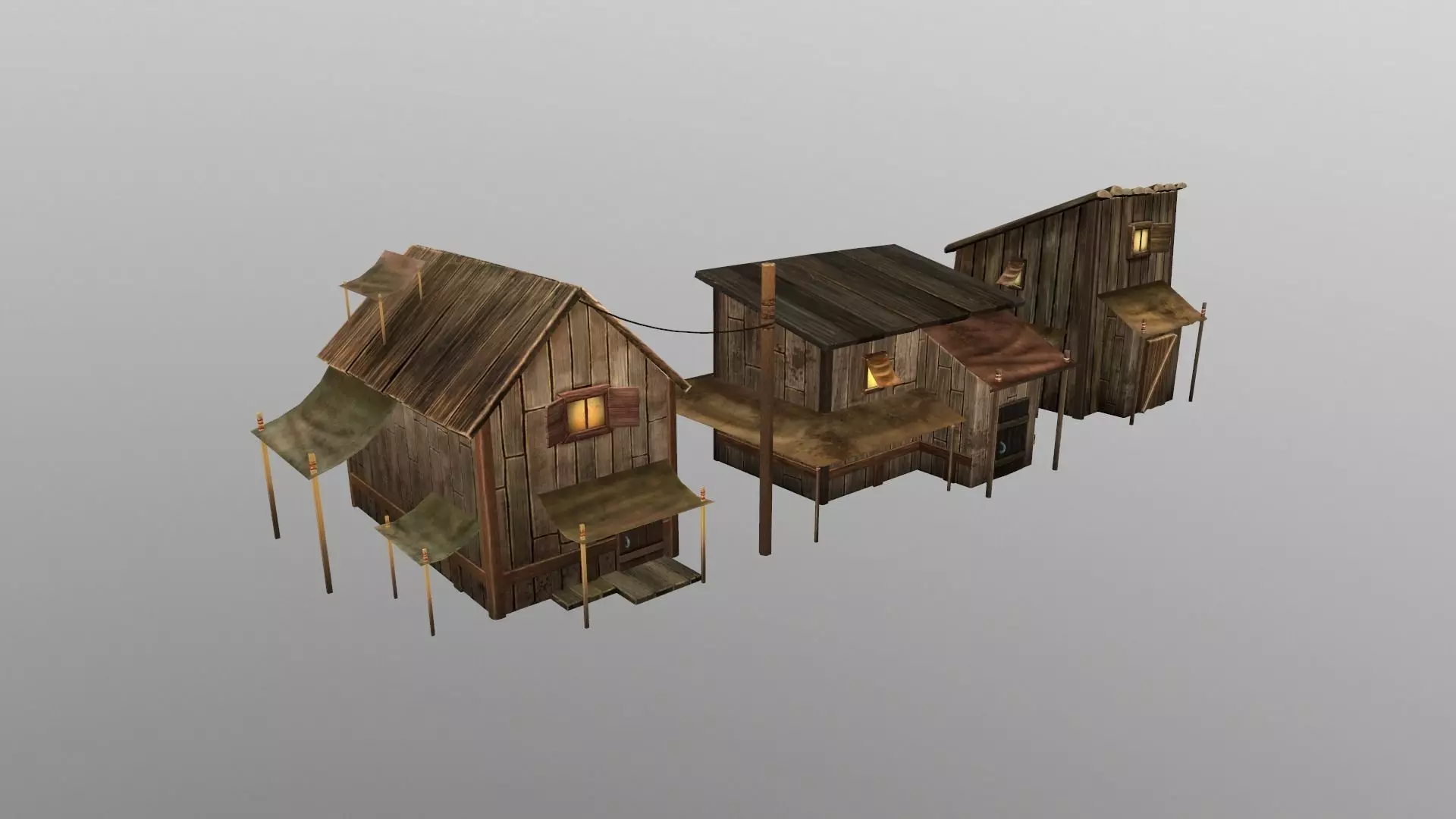 wood house Low-poly 3D model_0